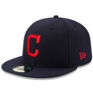 Men's Cleveland Indians New Era Navy Road Authentic Collection On Field 59FIFTY Fitted Hat