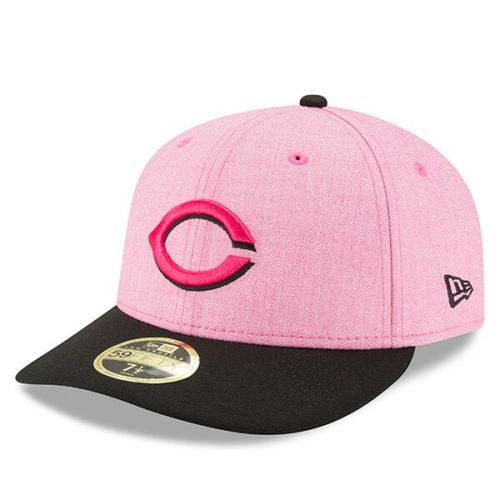  Men's New Era PinkBlack Cincinnati Reds 2018 Mother's Day On-Field Low Profile 59FIFTY Fitted Hat