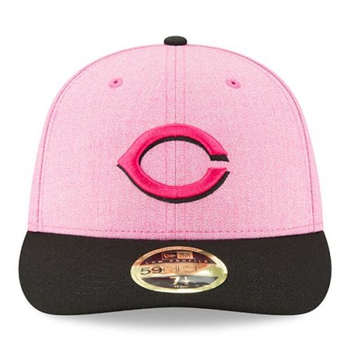  Men's New Era PinkBlack Cincinnati Reds 2018 Mother's Day On-Field Low Profile 59FIFTY Fitted Hat