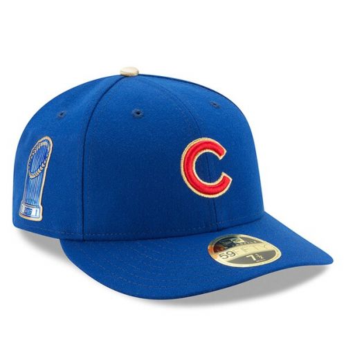  Men's Chicago Cubs New Era Royal 2017 Gold Program World Series Champions Commemorative Low Profile 59FIFTY Fitted Hat