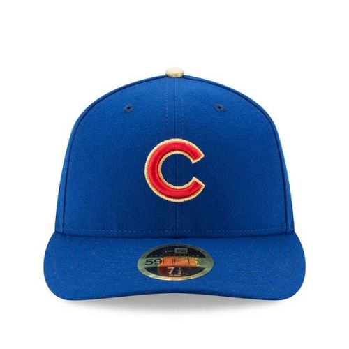  Men's Chicago Cubs New Era Royal 2017 Gold Program World Series Champions Commemorative Low Profile 59FIFTY Fitted Hat