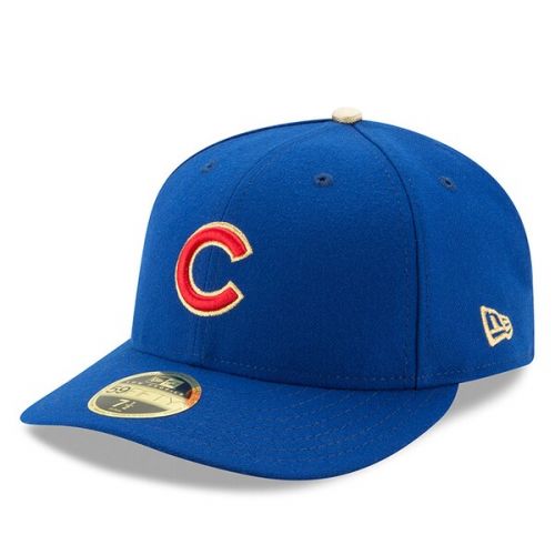  Men's Chicago Cubs New Era Royal 2017 Gold Program World Series Champions Commemorative Low Profile 59FIFTY Fitted Hat