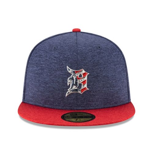  Men's Detroit Tigers New Era Heathered NavyHeathered Red 2017 Stars & Stripes 59FIFTY Fitted Hat