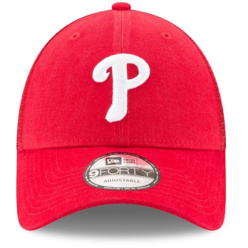  Men's Philadelphia Phillies New Era Red Trucker 9FORTY Adjustable Snapback Hat