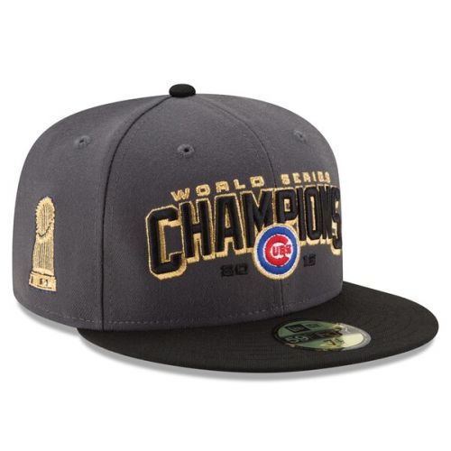  Men's Chicago Cubs New Era GrayBlack 2016 World Series Champions Two-Tone 59FIFTY Fitted Hat