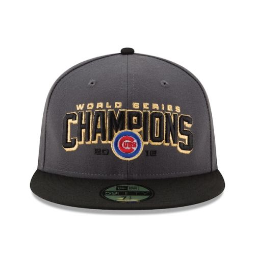  Men's Chicago Cubs New Era GrayBlack 2016 World Series Champions Two-Tone 59FIFTY Fitted Hat