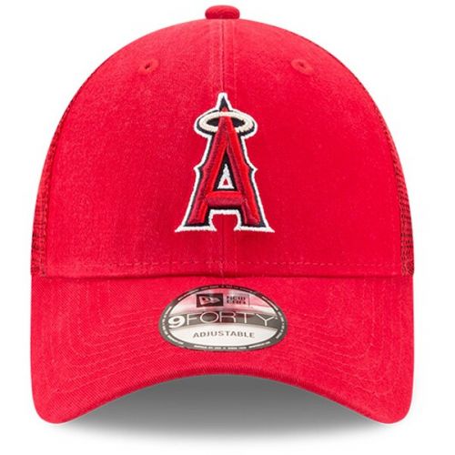  Men's Los Angeles Angels New Era Red Trucker 9FORTY Adjustable Snapback Hat
