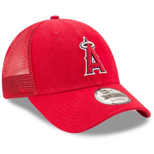  Men's Los Angeles Angels New Era Red Trucker 9FORTY Adjustable Snapback Hat