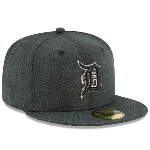  Men's Detroit Tigers New Era Heathered Black Bold 59FIFTY Fitted Hat