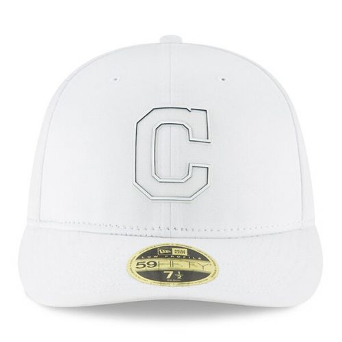  Men's Cleveland Indians New Era White 2018 Clubhouse Collection Low Profile 59FIFTY Fitted Hat