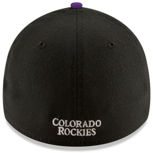  Men's Colorado Rockies New Era Black Game Team Classic 39THIRTY Flex Hat