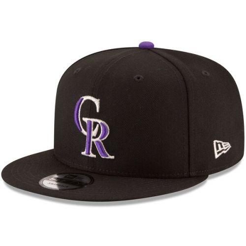  Men's Colorado Rockies New Era Black Team Color 9FIFTY Adjustable Hat