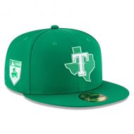 Men's Texas Rangers New Era Green 2018 St. Patrick's Day Prolight 59FIFTY Performance Fitted Hat