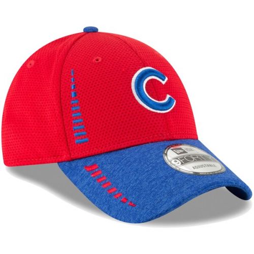  Men's Chicago Cubs New Era RedHeathered Royal Speed Tech 9FORTY Adjustable Hat