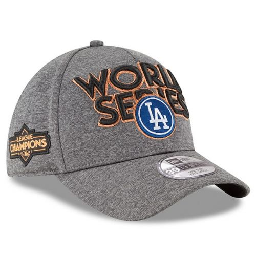  Men's Los Angeles Dodgers New Era Heather Gray 2017 National League Champions Locker Room 39THIRTY Flex Hat