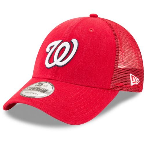  Men's Washington Nationals New Era Red Trucker 9FORTY Adjustable Snapback Hat