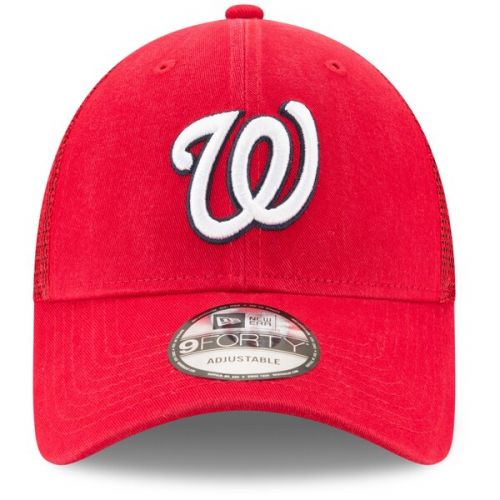  Men's Washington Nationals New Era Red Trucker 9FORTY Adjustable Snapback Hat
