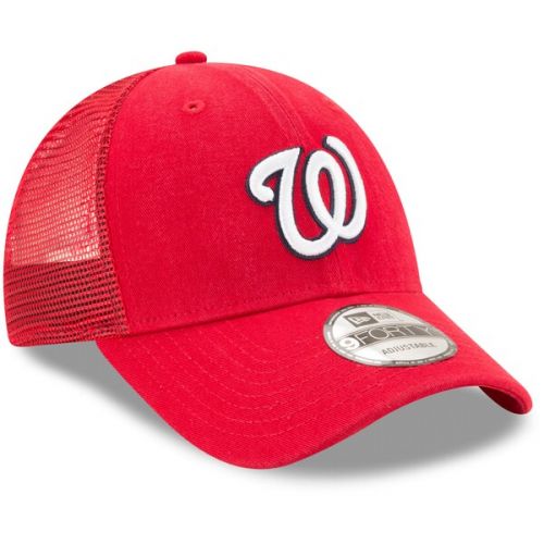  Men's Washington Nationals New Era Red Trucker 9FORTY Adjustable Snapback Hat