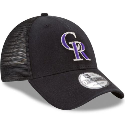  Men's Colorado Rockies New Era Black Trucker 9FORTY Adjustable Snapback Hat