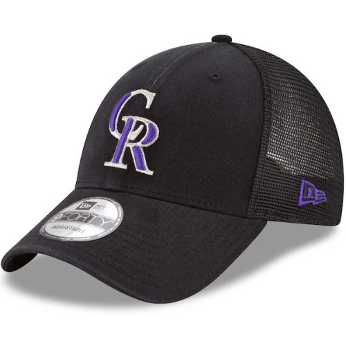  Men's Colorado Rockies New Era Black Trucker 9FORTY Adjustable Snapback Hat