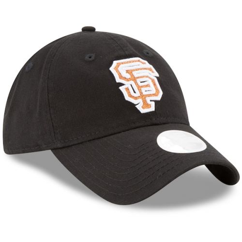  Women's San Francisco Giants New Era Black Team Glisten 9TWENTY Adjustable Hat