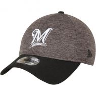 Men's Milwaukee Brewers New Era Heathered GrayBlack Shadow Tech 39THIRTY Flex Hat