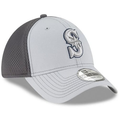  Men's Seattle Mariners New Era Gray Grayed Out Neo 39THIRTY Flex Hat