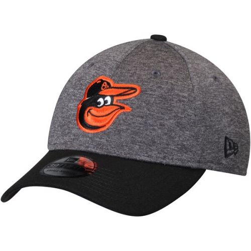  Men's Adult Baltimore Orioles New Era Heathered GrayBlack 39THIRTY Shadow Tech Flex Hat