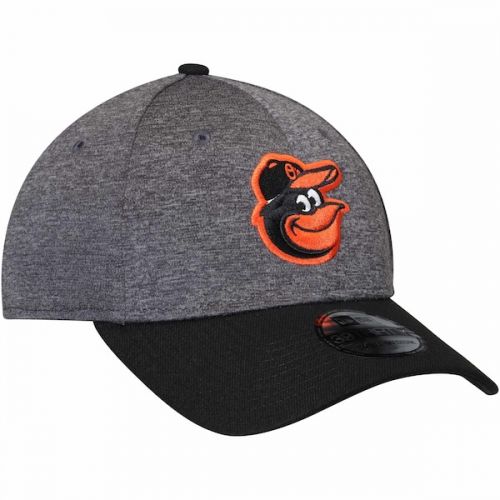  Men's Adult Baltimore Orioles New Era Heathered GrayBlack 39THIRTY Shadow Tech Flex Hat