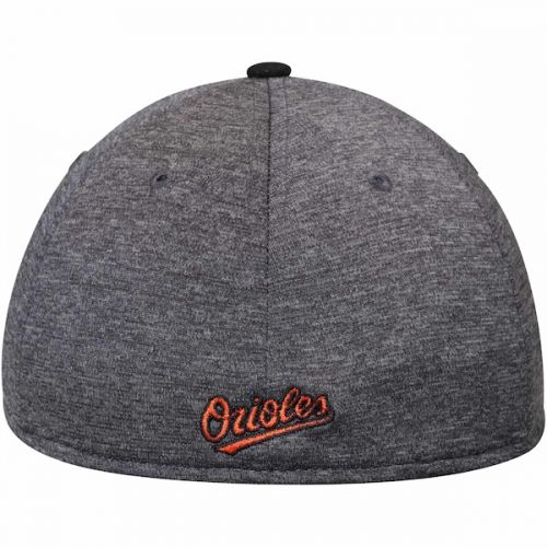  Men's Adult Baltimore Orioles New Era Heathered GrayBlack 39THIRTY Shadow Tech Flex Hat