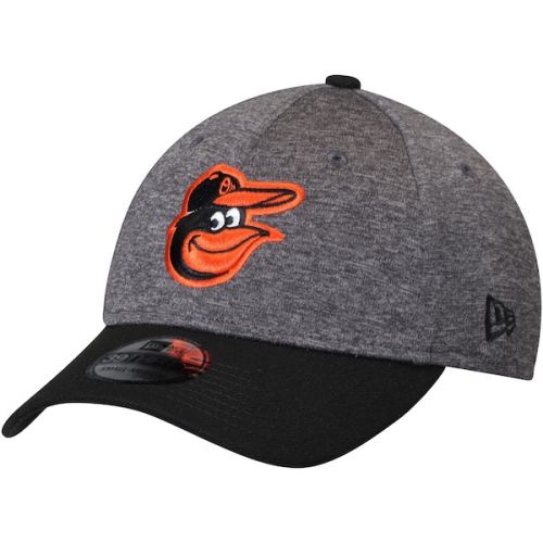  Men's Adult Baltimore Orioles New Era Heathered GrayBlack 39THIRTY Shadow Tech Flex Hat