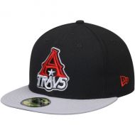 Men's Arkansas Travelers New Era BlackGray Authentic Road 59FIFTY Fitted Hat