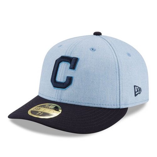  Men's Cleveland Indians New Era Light Blue 2018 Father's Day On Field Low Profile 59FIFTY Fitted Hat