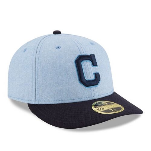  Men's Cleveland Indians New Era Light Blue 2018 Father's Day On Field Low Profile 59FIFTY Fitted Hat