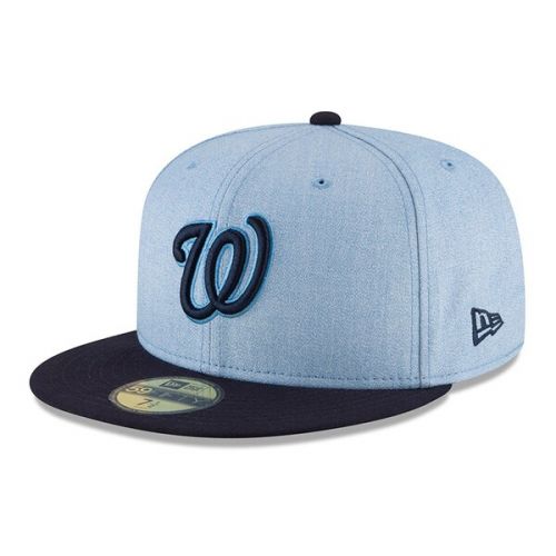  Men's Washington Nationals New Era Light Blue 2018 Father's Day On Field 59FIFTY Fitted Hat