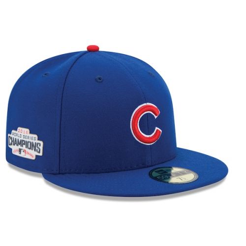  Mens Chicago Cubs New Era Royal 2016 World Series Champions Side Patch 59FIFTY Fitted Hat