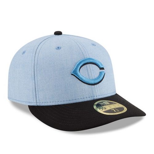  Mens Cincinnati Reds New Era Light Blue 2018 Fathers Day On Field Low Profile 59FIFTY Fitted Hat