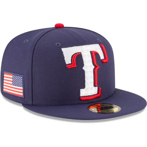  Mens Texas Rangers New Era Navy Patriotic Turn 59FIFTY Fitted Hat