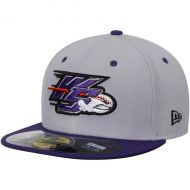 Mens Winston-Salem Dash New Era Gray/Purple Authentic Road 59FIFTY Fitted Hat