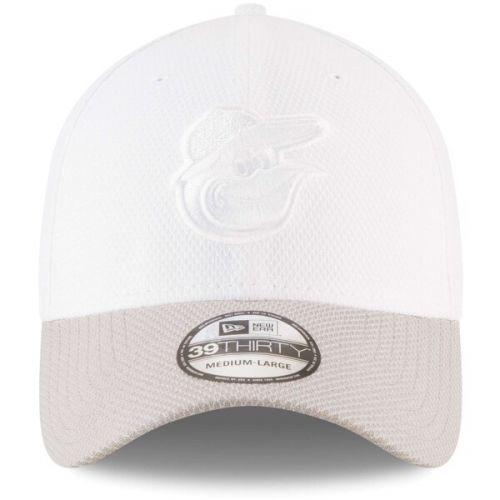  Mens Baltimore Orioles New Era White Tone Tech Redux 2 39THIRTY Flex Hat