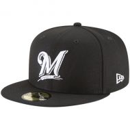 Mens Milwaukee Brewers New Era Black Basic 59FIFTY Fitted Hat