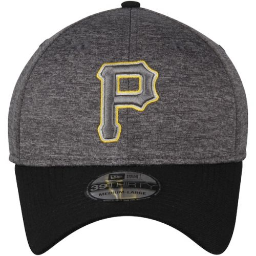  Mens Pittsburgh Pirates New Era Heathered Gray/Black 39THIRTY Shadow Tech Color Pop Flex Hat