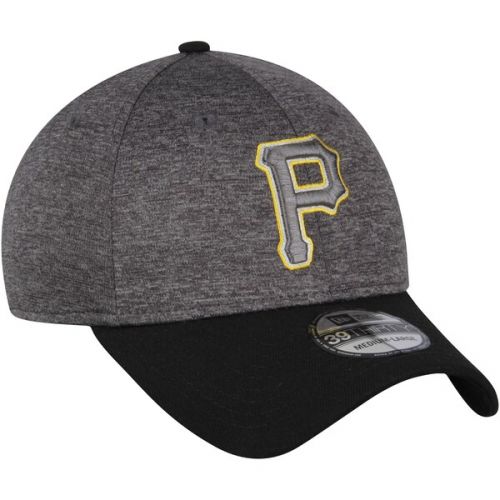  Mens Pittsburgh Pirates New Era Heathered Gray/Black 39THIRTY Shadow Tech Color Pop Flex Hat