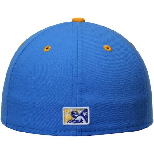  Mens Myrtle Beach Pelicans New Era Blue/Gold Authentic 59FIFTY Fitted Hat
