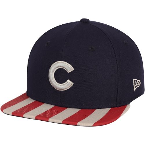  Mens Chicago Cubs New Era Navy/Red Fully Flagged 9FIFTY Adjustable Hat