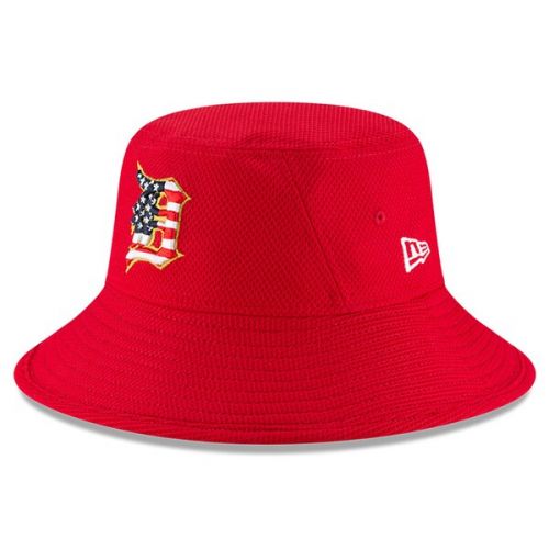  Mens Detroit Tigers New Era Red 2018 Stars & Stripes 4th of July Bucket Hat