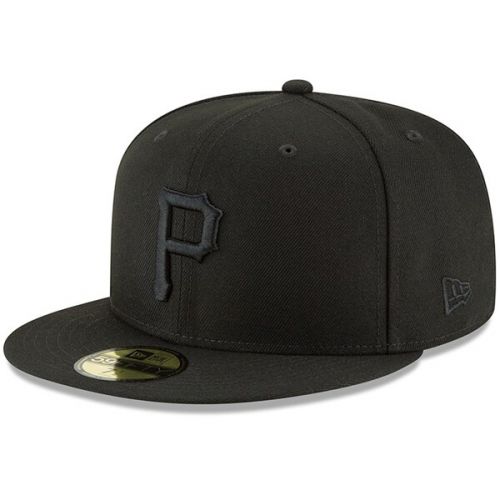  Mens Pittsburgh Pirates New Era Black Primary Logo Basic 59FIFTY Fitted Hat