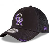 Mens Colorado Rockies New Era Black Logo Neo 39THIRTY Flex Hat