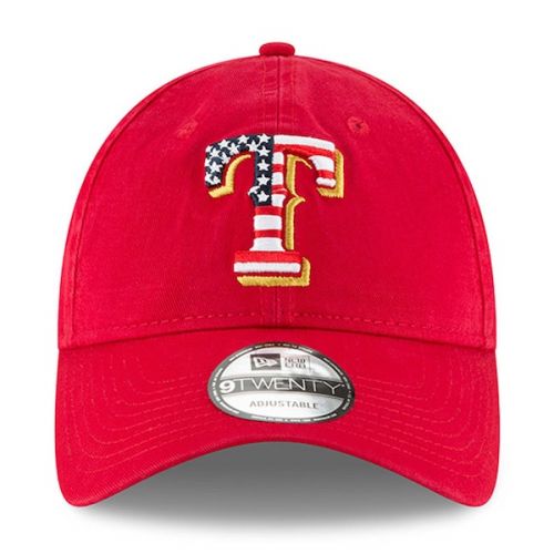 Mens Texas Rangers New Era Red 2018 Stars & Stripes 4th of July 9TWENTY Adjustable Hat