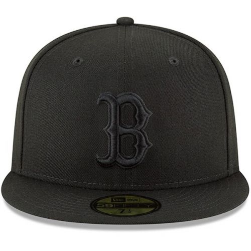  Mens Boston Red Sox New Era Black Primary Logo Basic 59FIFTY Fitted Hat